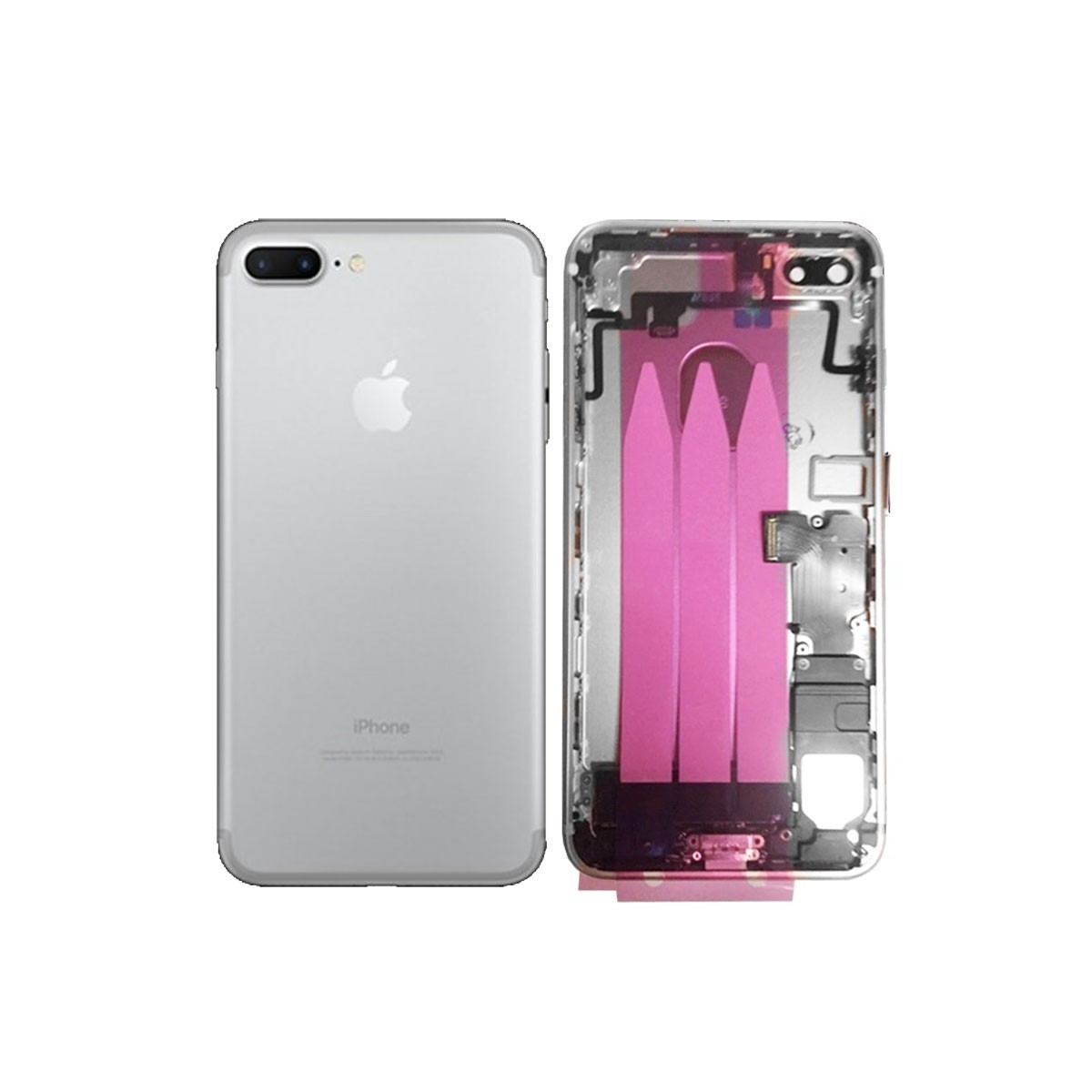 chasis iPhone 7 Plus completo con componentes (tapa trasera con logo + marco) plata