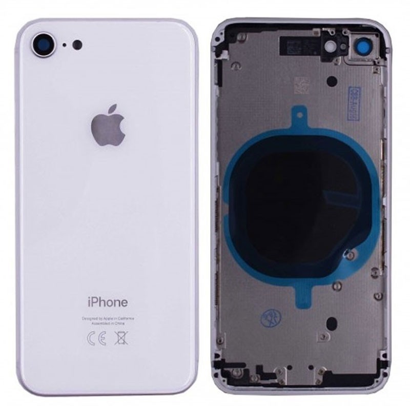 chasis iPhone 8 (tapa con logo + marco) blanco (plata)