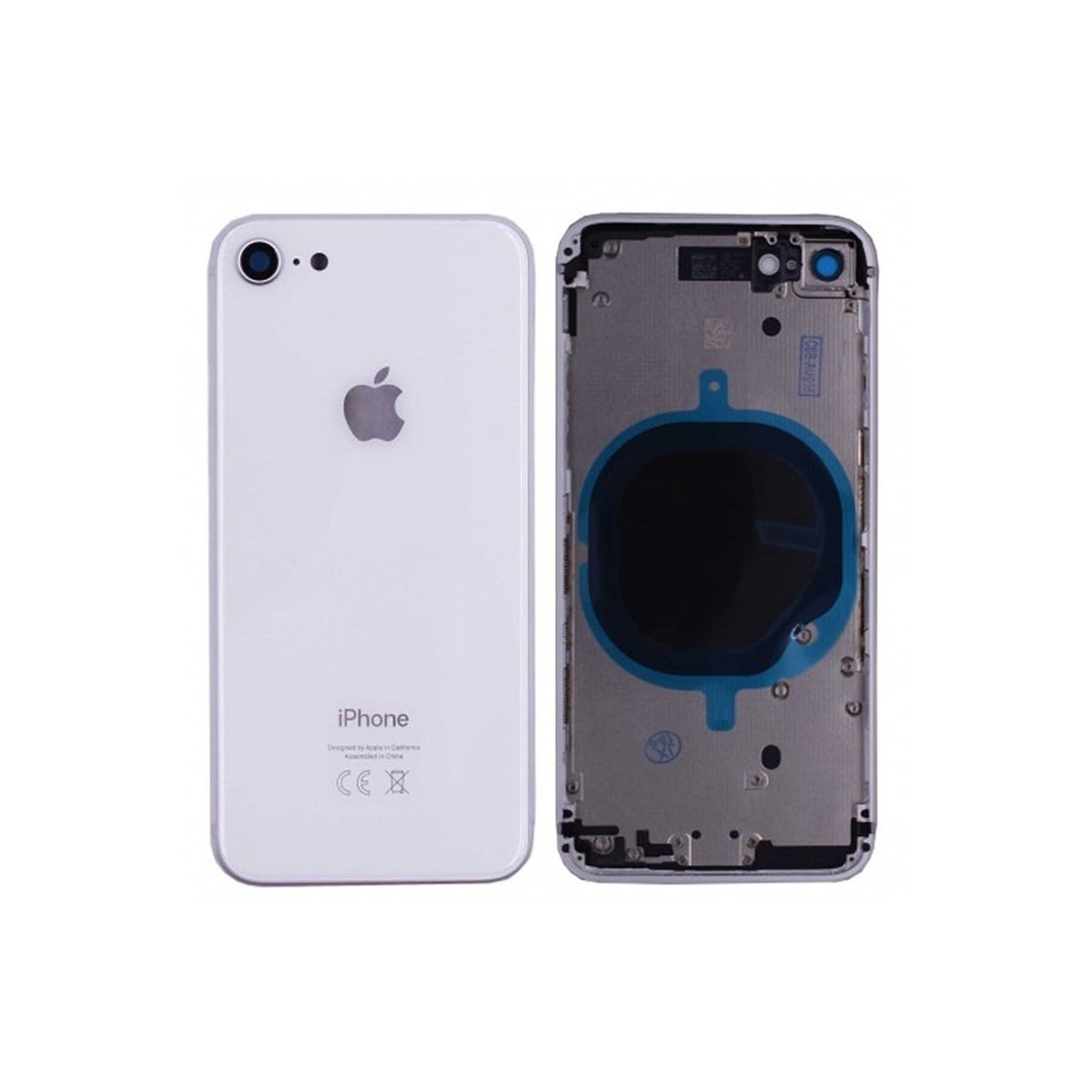 chasis iPhone 8 (tapa con logo + marco) blanco (plata)