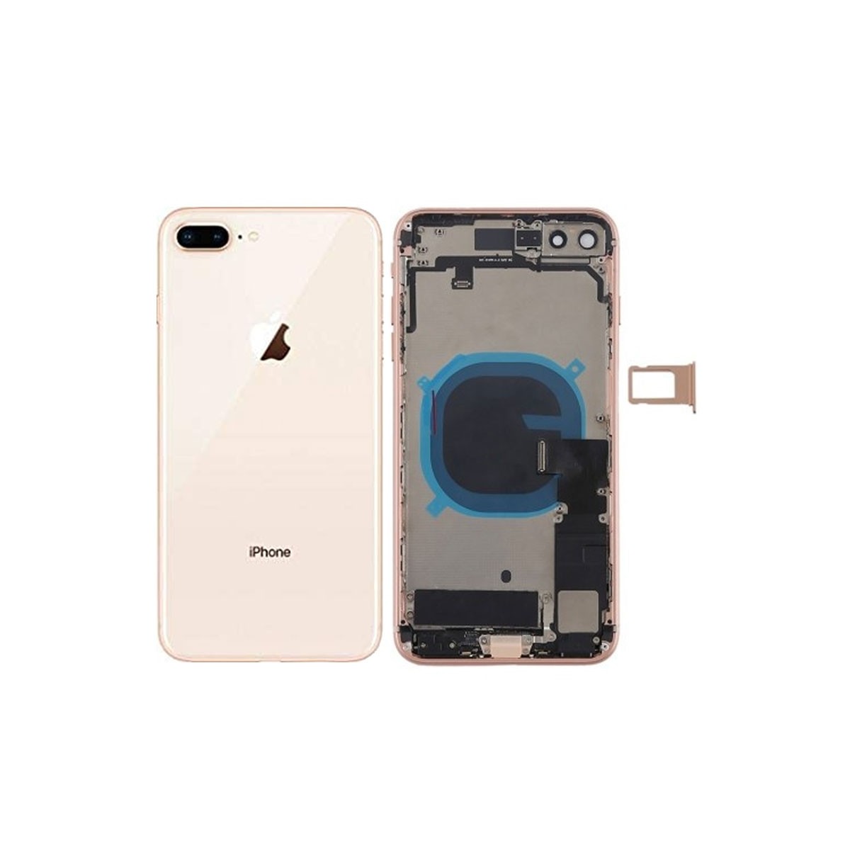 Chasis carcaça com tapa traseira e componentes iPhone 8 Plus Dourado