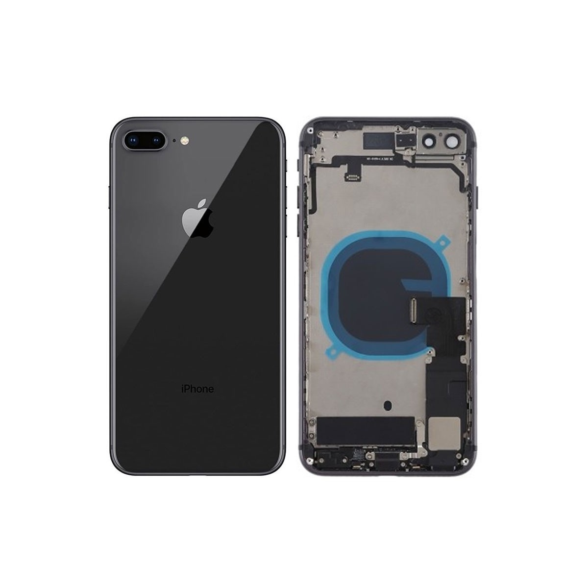 Chasis carcasa con tapa trasera y componentes iPhone 8 Plus Negro