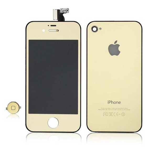 KIT RECAMBIO ECRÃ (Display) COMPLETA + TAPA TRASERA + BOTON HOME para iPhone 4S em COLOR ORO