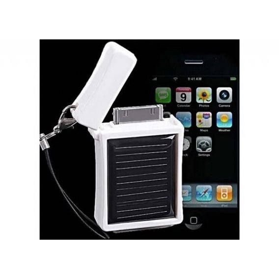 Llavero e Batería Externa Recarregable para iPhone 4/4S/3GS/3G de Energía Solar. Color BLANCO