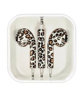 Fone de ouvidoes Cascos com Micrófono e Control Volume iphone, estampado leopardo