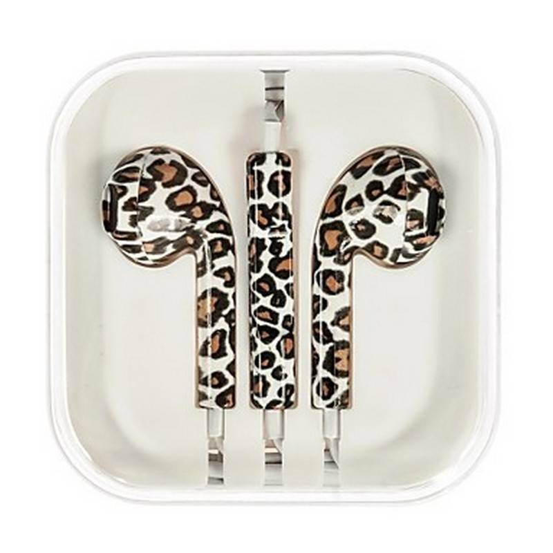 Fone de ouvidoes Cascos com Micrófono e Control Volume iphone, estampado leopardo