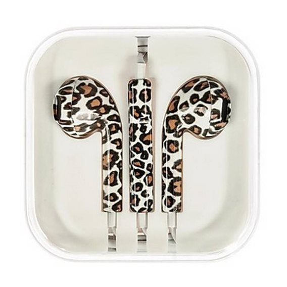 Auriculares Cascos con Micrófono y Control Volumen iphone, estampado leopardo