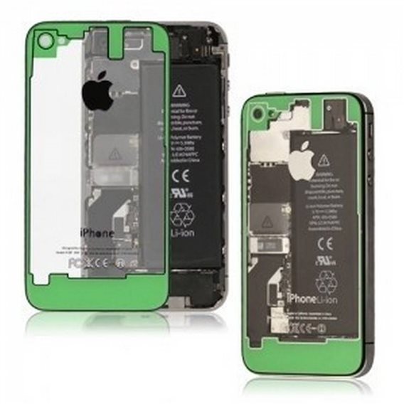 TAPA IPHONE 4 TRASPARENTE Y VERDE