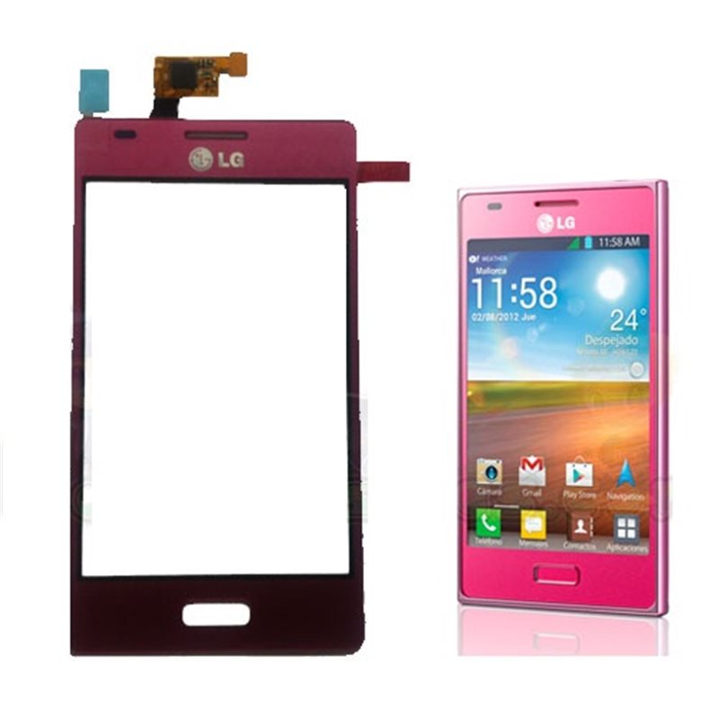 Tactil con marco LG Optimus L5 E610 Rosa
