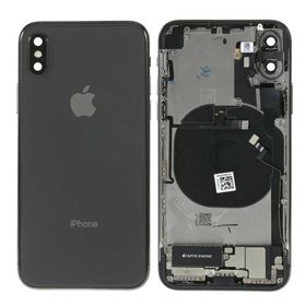 Chasis iPhone X completo com componentes (tapa traseira com logo + marco) Preto