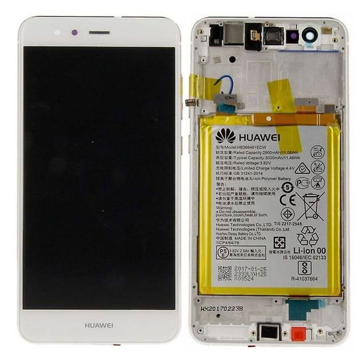 Pantalla original con marco y bateria Huawei P10 Lite Oro
