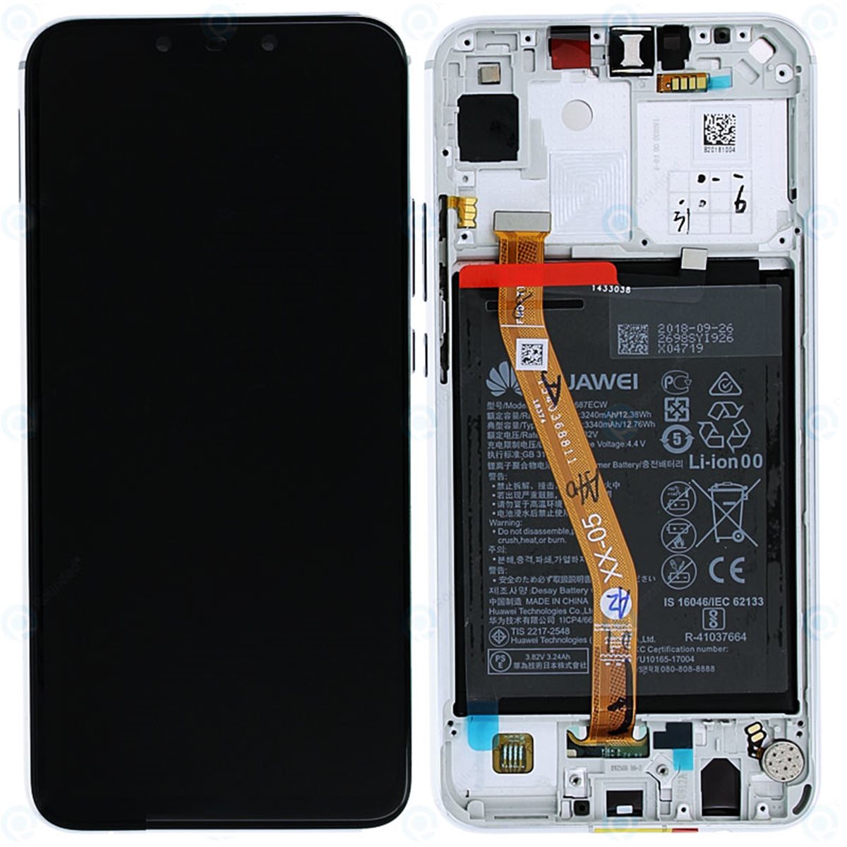 Pantalla original con marco y bateria Huawei P Smart Plus/ Nova 3i Blanco