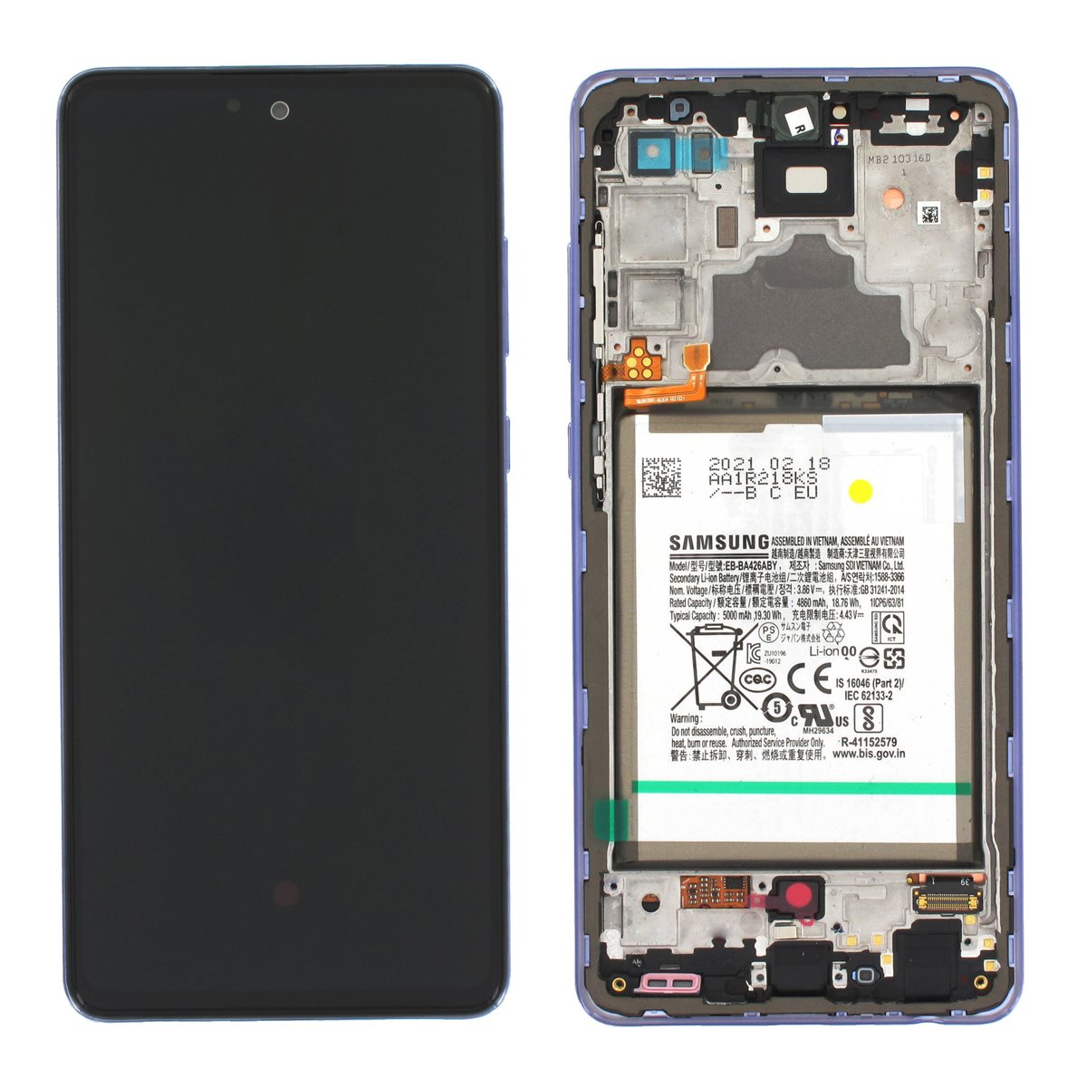 Pantalla original Samsung Galaxy A72 A725 / 5G A726B Violeta