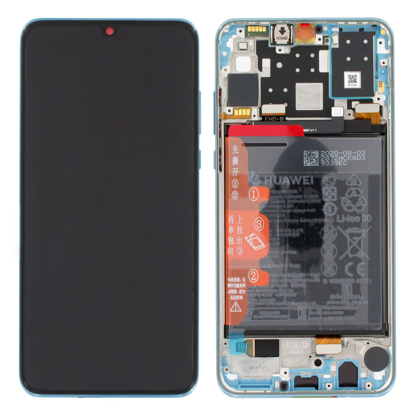 Pantalla original con marco y bateria Huawei P30 Lite Azul claro (breathing Cristal)