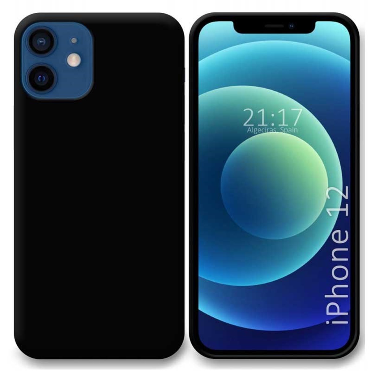 Funda gel silicona negra iphone 12/ 12 pro