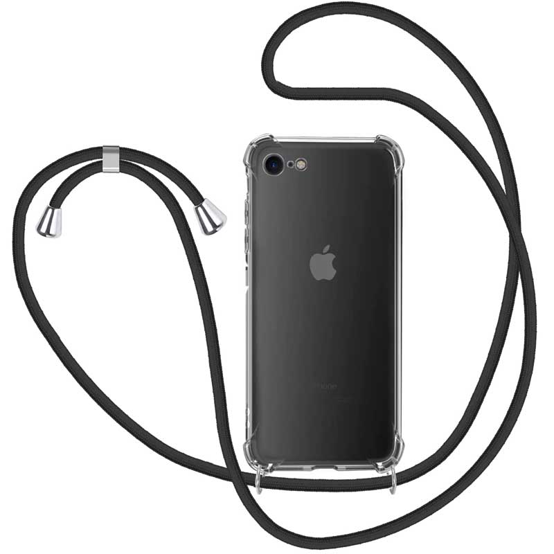 Funda protectora silicona transparente con cordon iPhone SE 2020