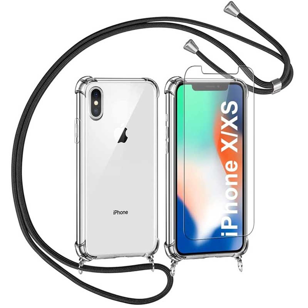 Funda protectora silicona transparente con cordon iPhone X/ Xs