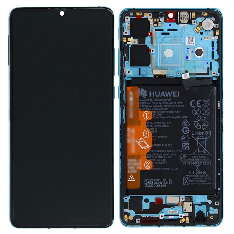 Pantalla original Huawei P30 Azul (Aurora) con bateria. Service Pack