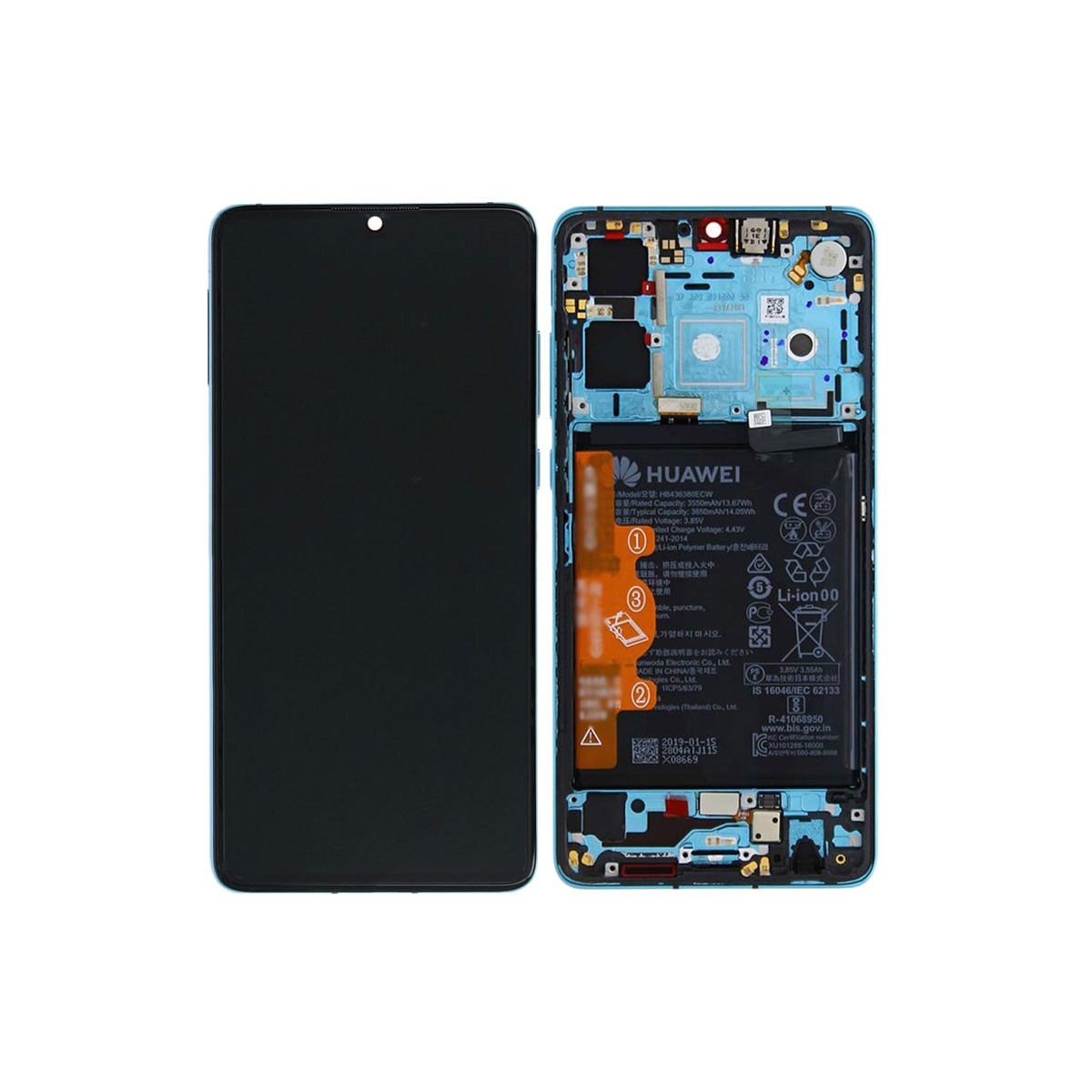 Pantalla original Huawei P30 Azul (Aurora) con bateria. Service Pack