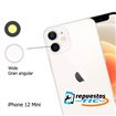 Lente camara trasera con marco iPhone 12 Mini blanco (inferior, Gran Angular)