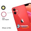 Lente camara trasera con marco iPhone 12 Mini Rojo (inferior, Gran Angular)