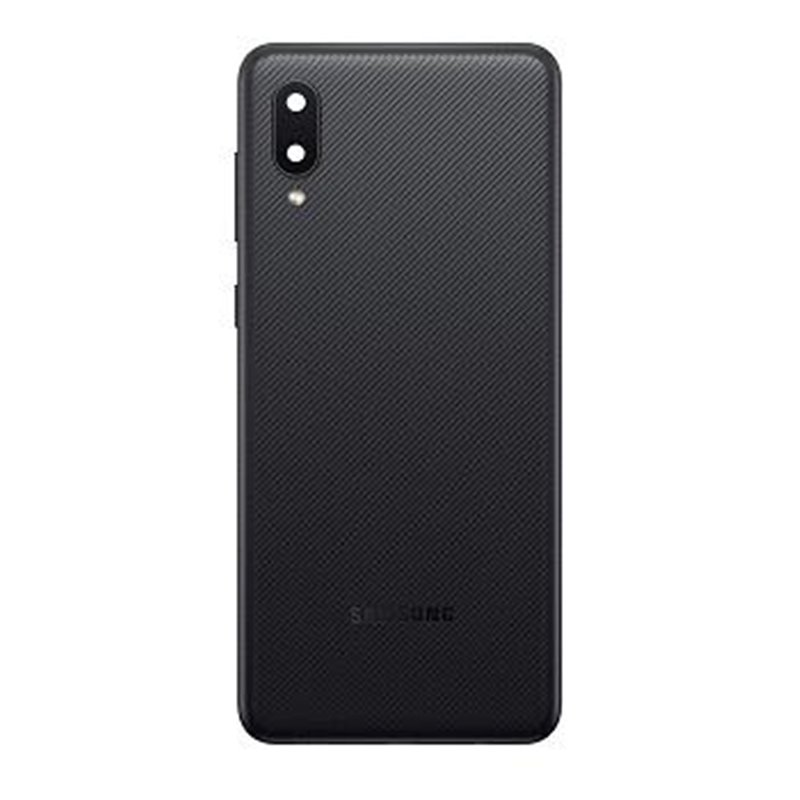 TAPA TRASERA CON LENTE PARA SAMSUNG GALAXY A02 A022 NEGRO