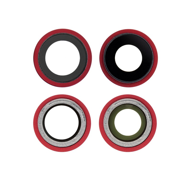 Set Lentes camara trasera con marco iPhone 12 color Rojo