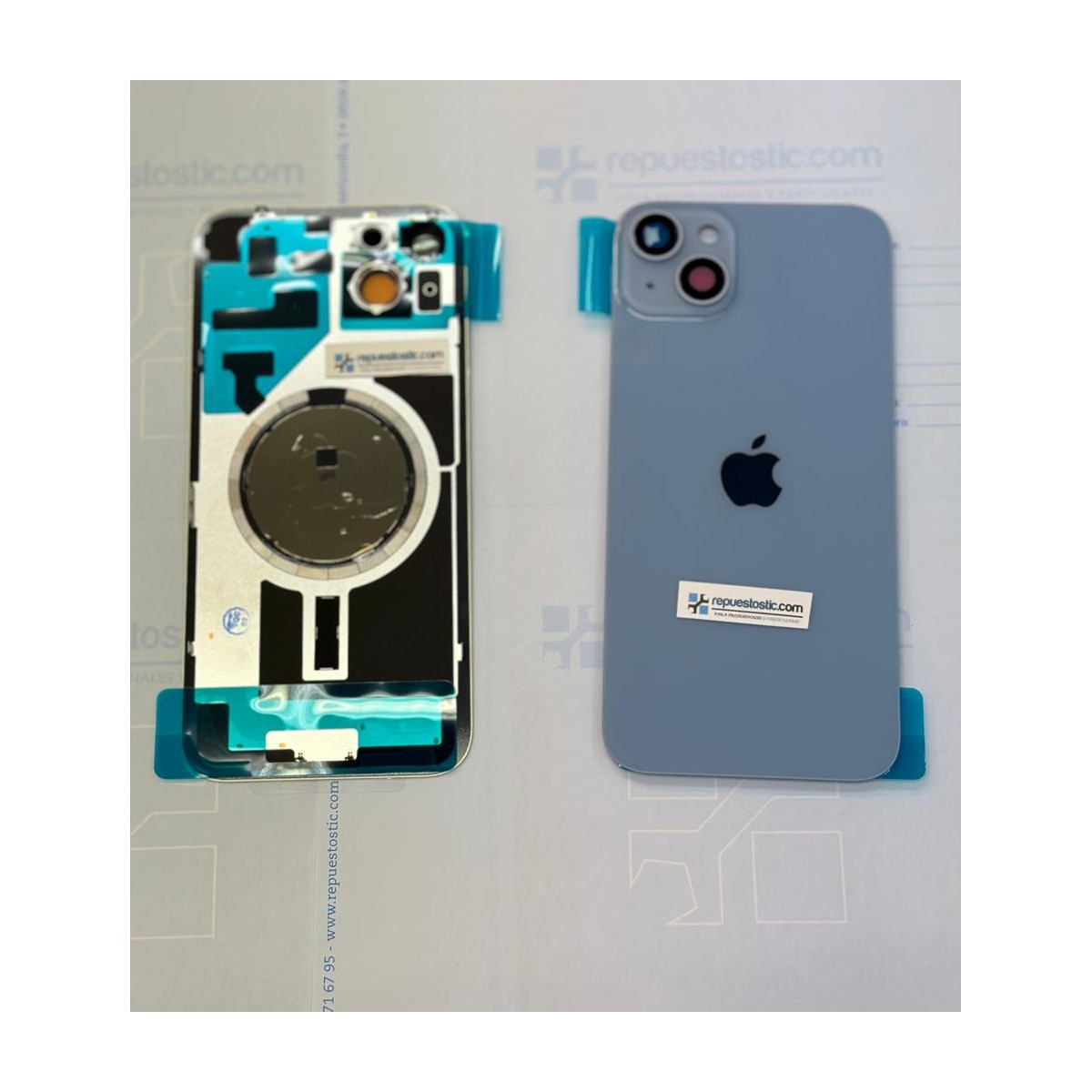 Tapa trasera  con marco iPhone 14 Plus (facil instalacion) Azul