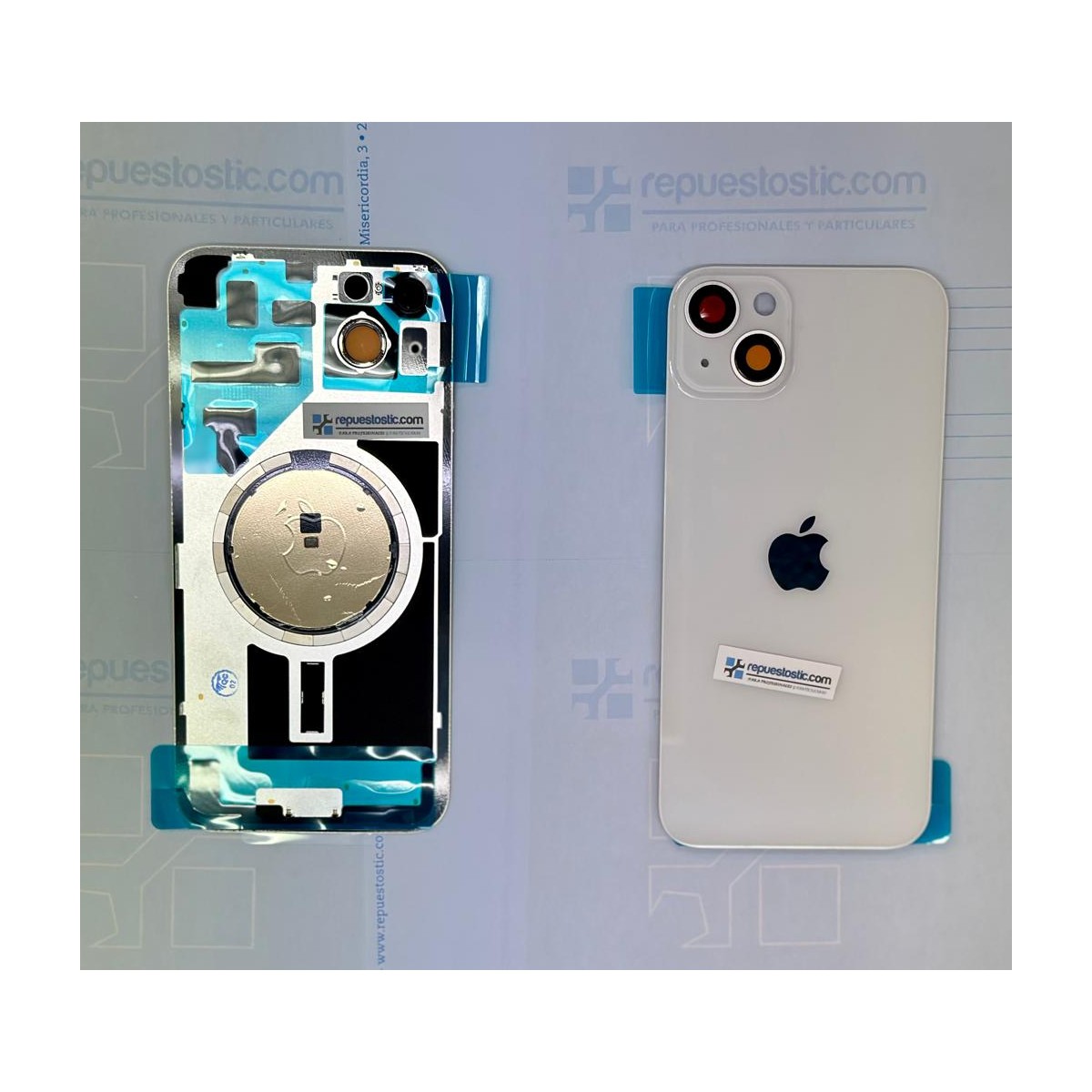 Tapa trasera con marco iPhone 14 Plus (facil instalacion) Blanca