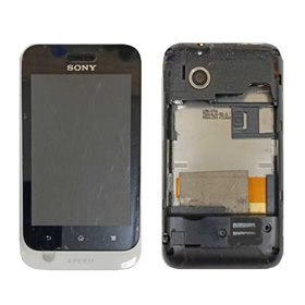 Pantalla Sony Xperia Tipo ST21i completa con marco y chasis (blanco)