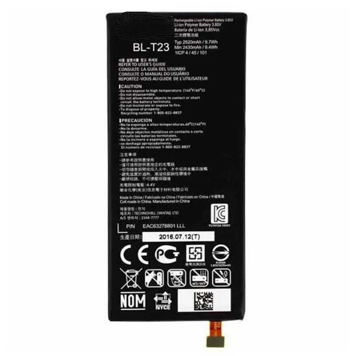Bateria BL-T23 LG X Cam K580 3800 mAh