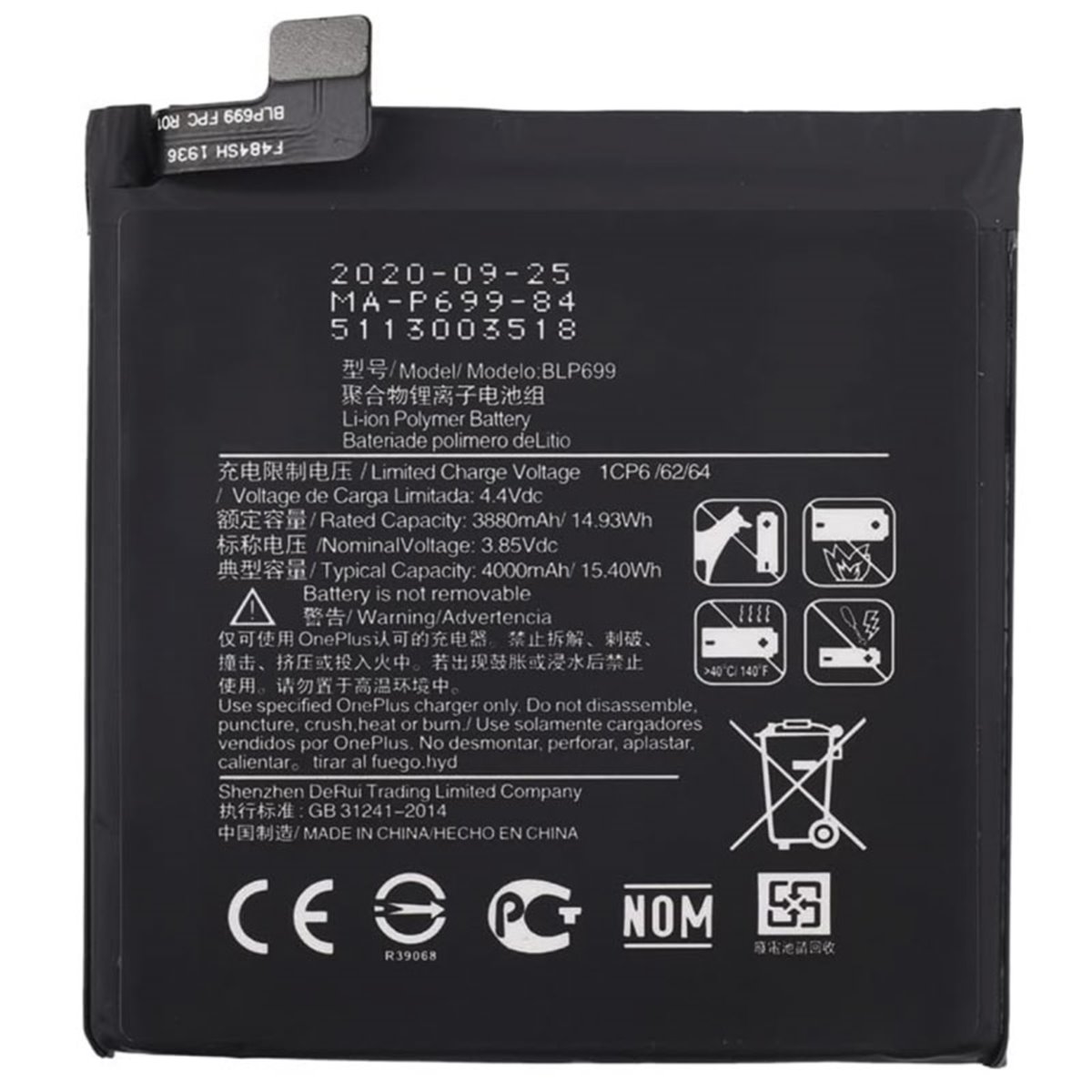 Bateria One Plus 7 Pro BLP699 4000 mAh