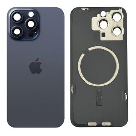 Tapa trasera iPhone 15 Pro Max (con lente) y soporte metal (Azul)