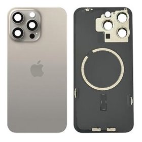 Tapa trasera iPhone 15 Pro Max (con lente) y soporte metal (Gris)