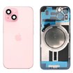 Tapa trasera iPhone 15 (con lente) y soporte metal (rosa)