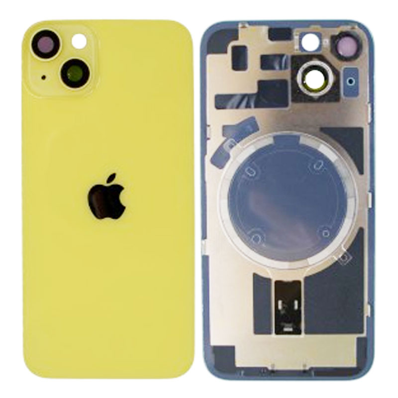 Tapa trasera con marco iPhone 14 (facil instalacion) Amarillo
