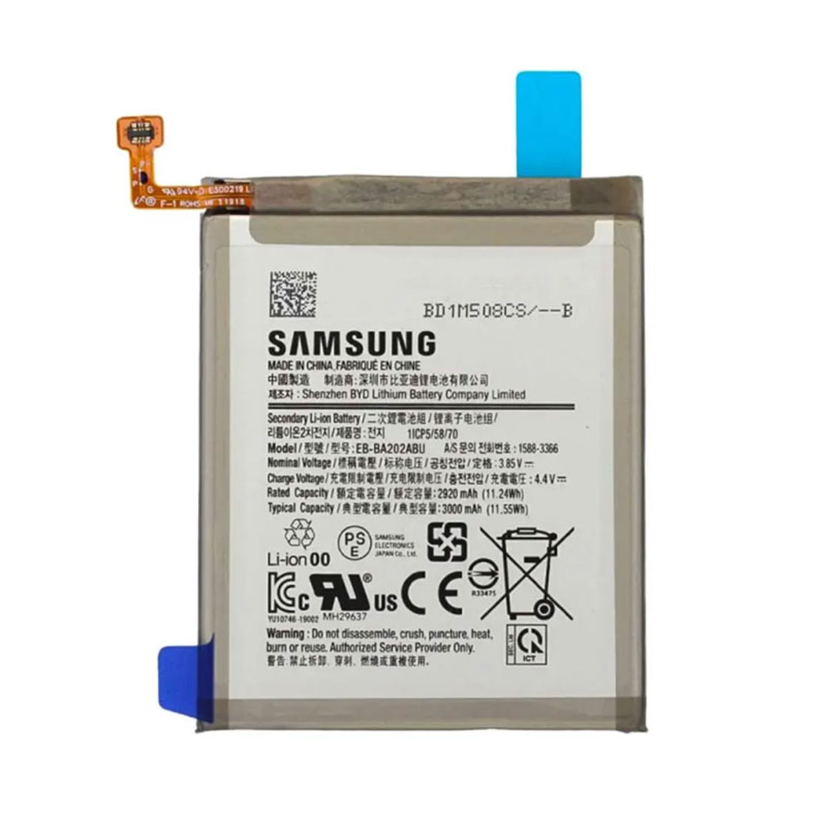 Bateria original EB-BA202ABU Samsung Galaxy A20e A202 Service Pack 