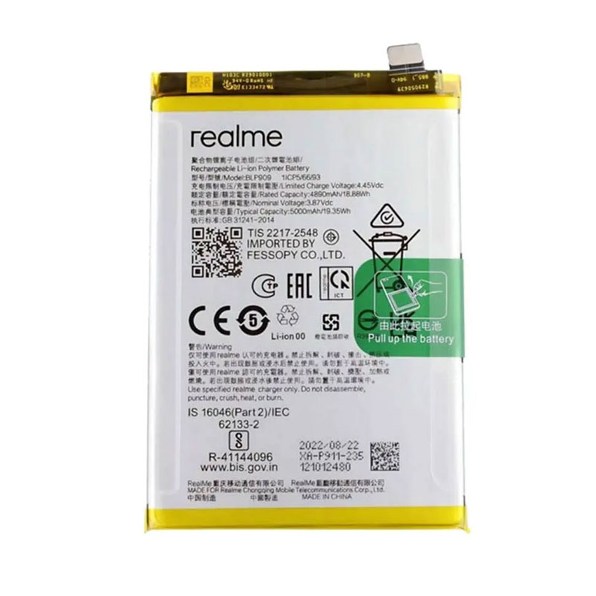Bateria original BLP883 Realme 8 5G/ Realme 9 4G 