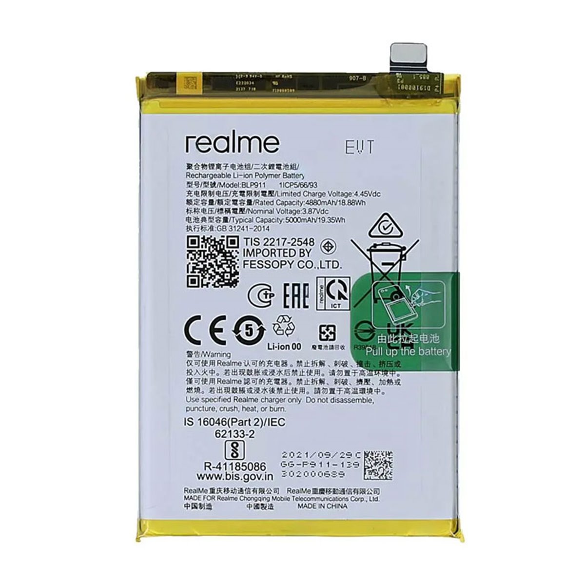 Bateria original BLP911 Realme 9 Pro/ Realme 9i 