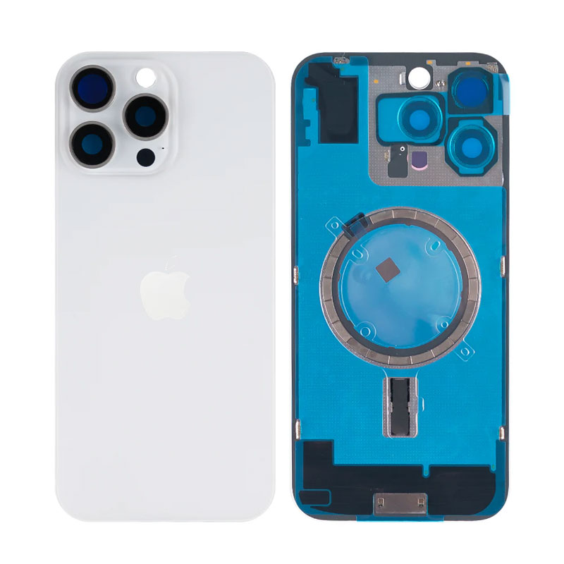 Tapa trasera iPhone 16 Pro Max (con lente) Blanco Titanio
