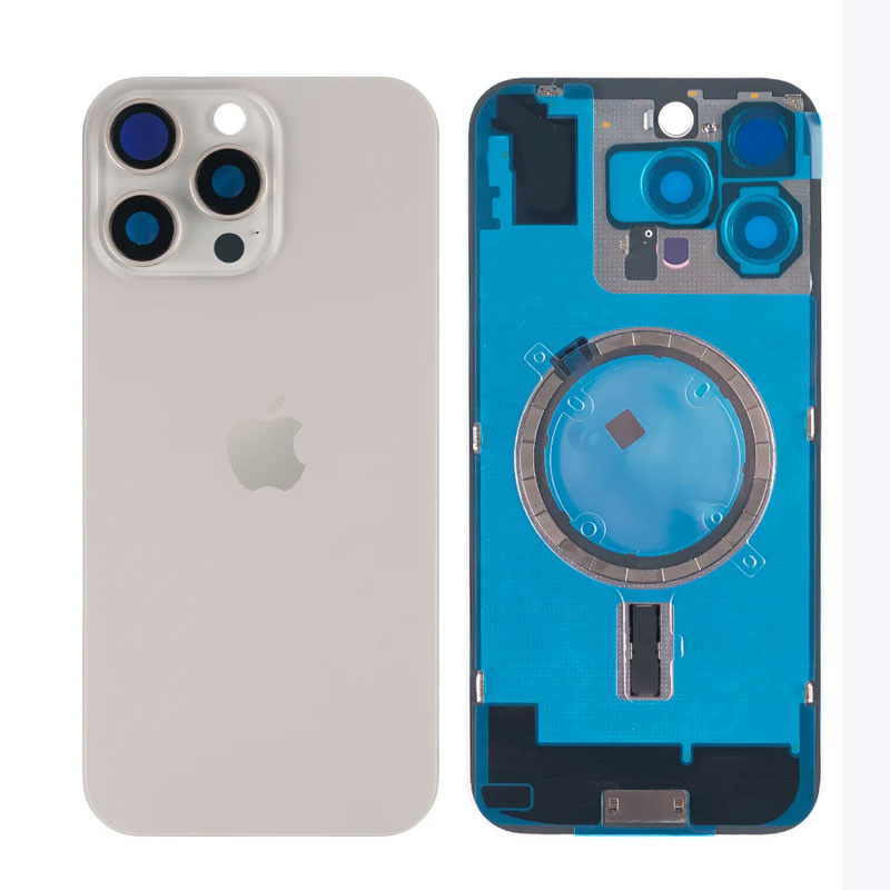 Tapa trasera iPhone 16 Pro Max (con lente) Titanio Natural