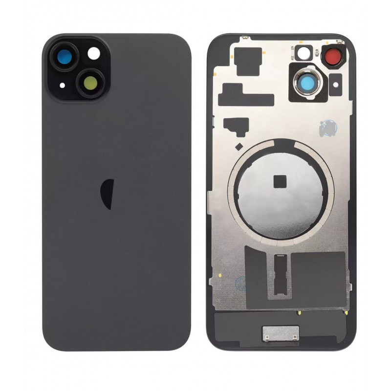 Tapa trasera iPhone 15 Plus (con lente) y soporte metal Negra