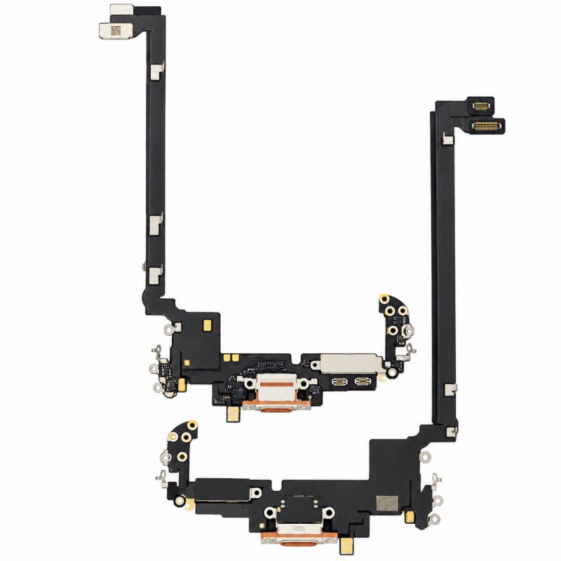 Flex conector de carga y micro iPhone 17 Pro Max  original extraído Naranja