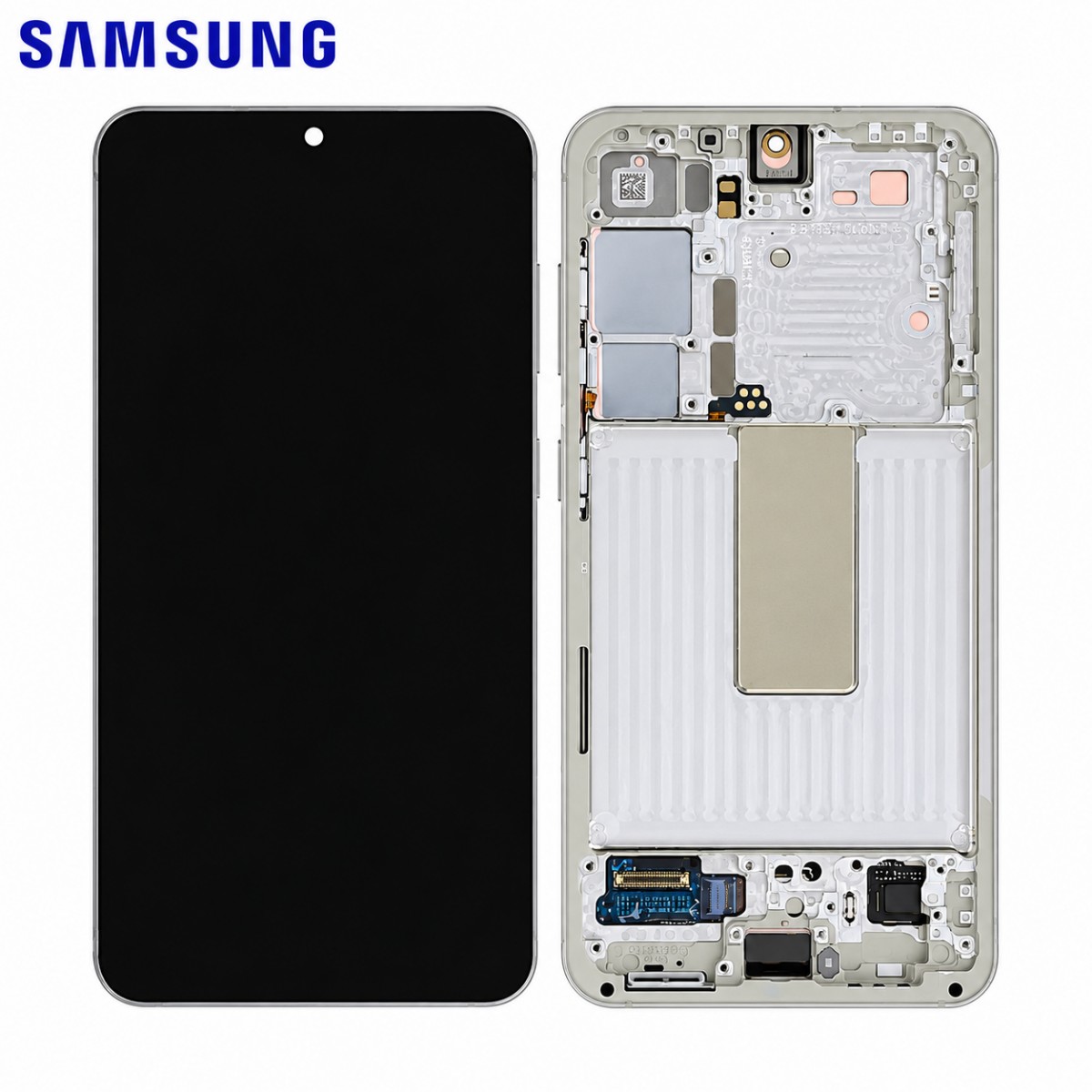 Pantalla original Samsung Galaxy S23 S911 completa con marco Crema SERVICE PACK