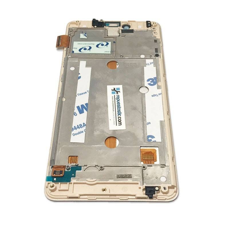 Pantalla completa con marco para BQ Aquarius U, U lite Blanca Dorada ORIGINAL