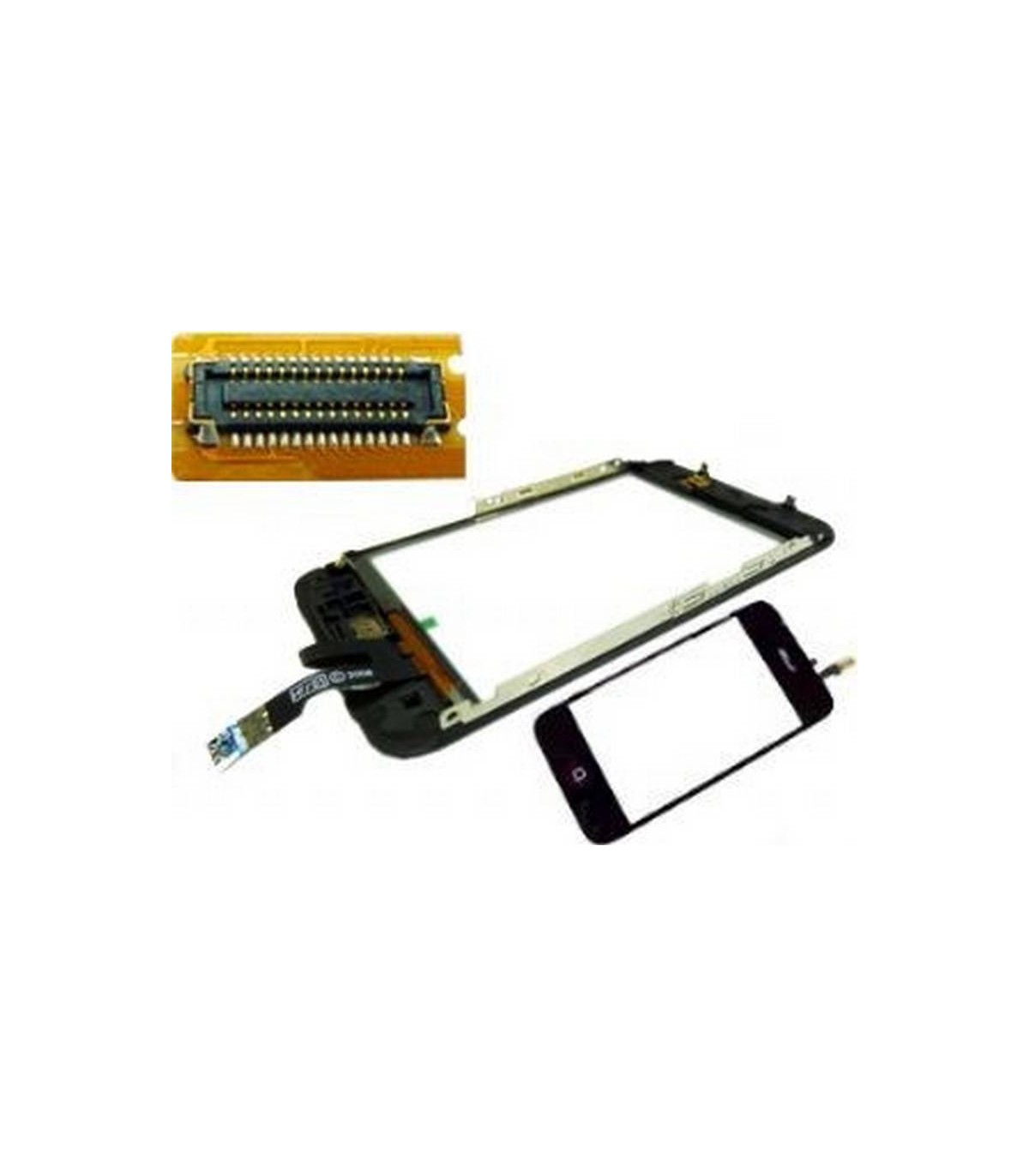 iPhone 3Gs ecrã tactil digitalizadora, ventana display, com marco metalico e boton menu com flex