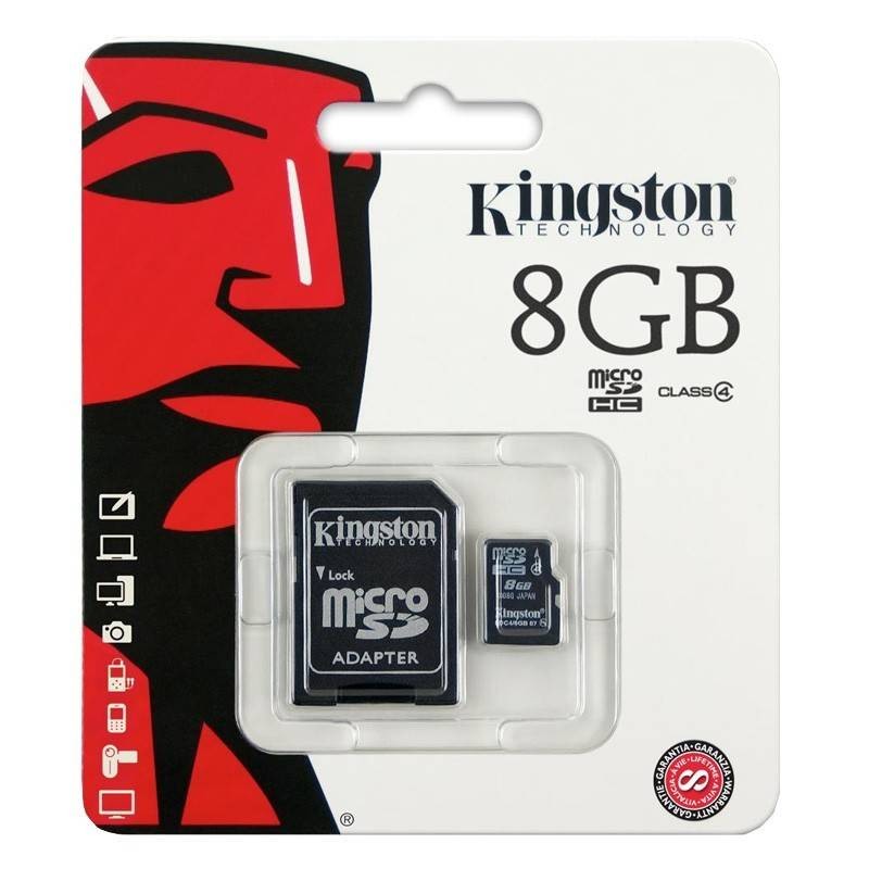 Cartão microSD de 8 GB (clase 4, clase) de Kingston