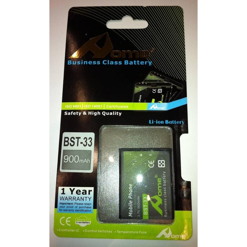 Sony Ericsson  BST-33 K550, K530i, K800, P1, 900m/Ah LI-ION DE LARGA DURACION