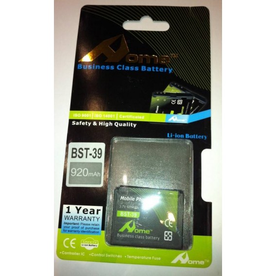 Sony Ericsson BST-39 W380i, W910i, W908i, Z555i, 920m/Ah LI-ION DE LARGA DURACION
