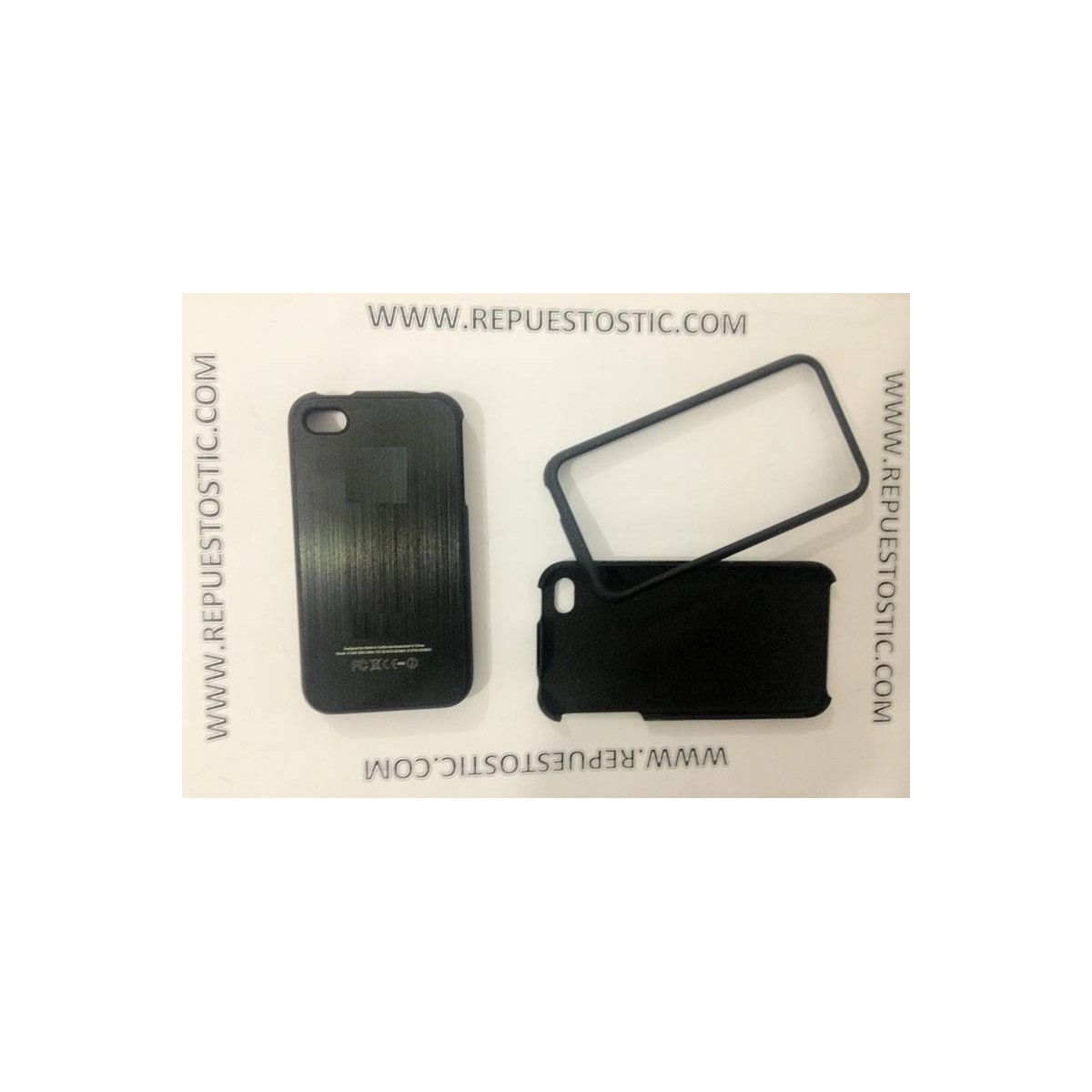Funda iPhone 4G/S de 2 partes, de metal, color negro