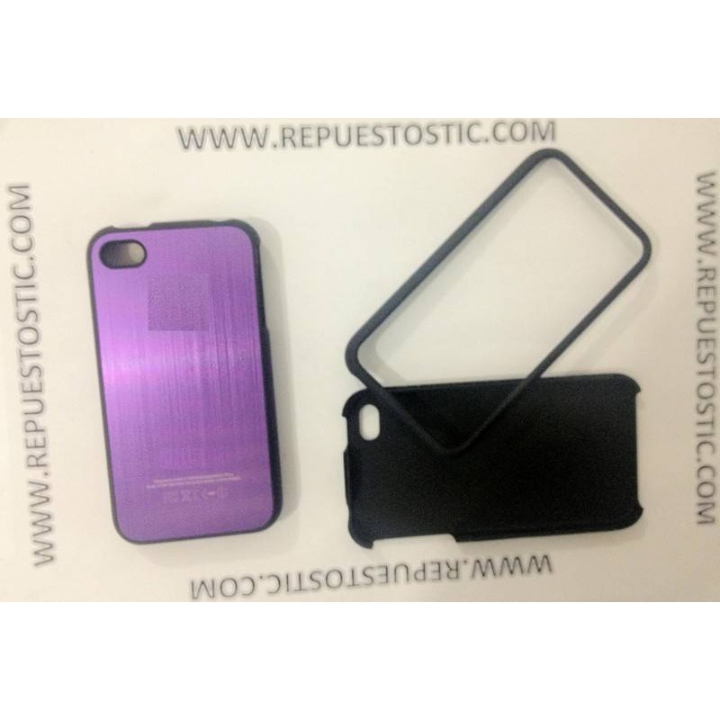 Funda iPhone 4G/S de 2 partes, de metal, color morado
